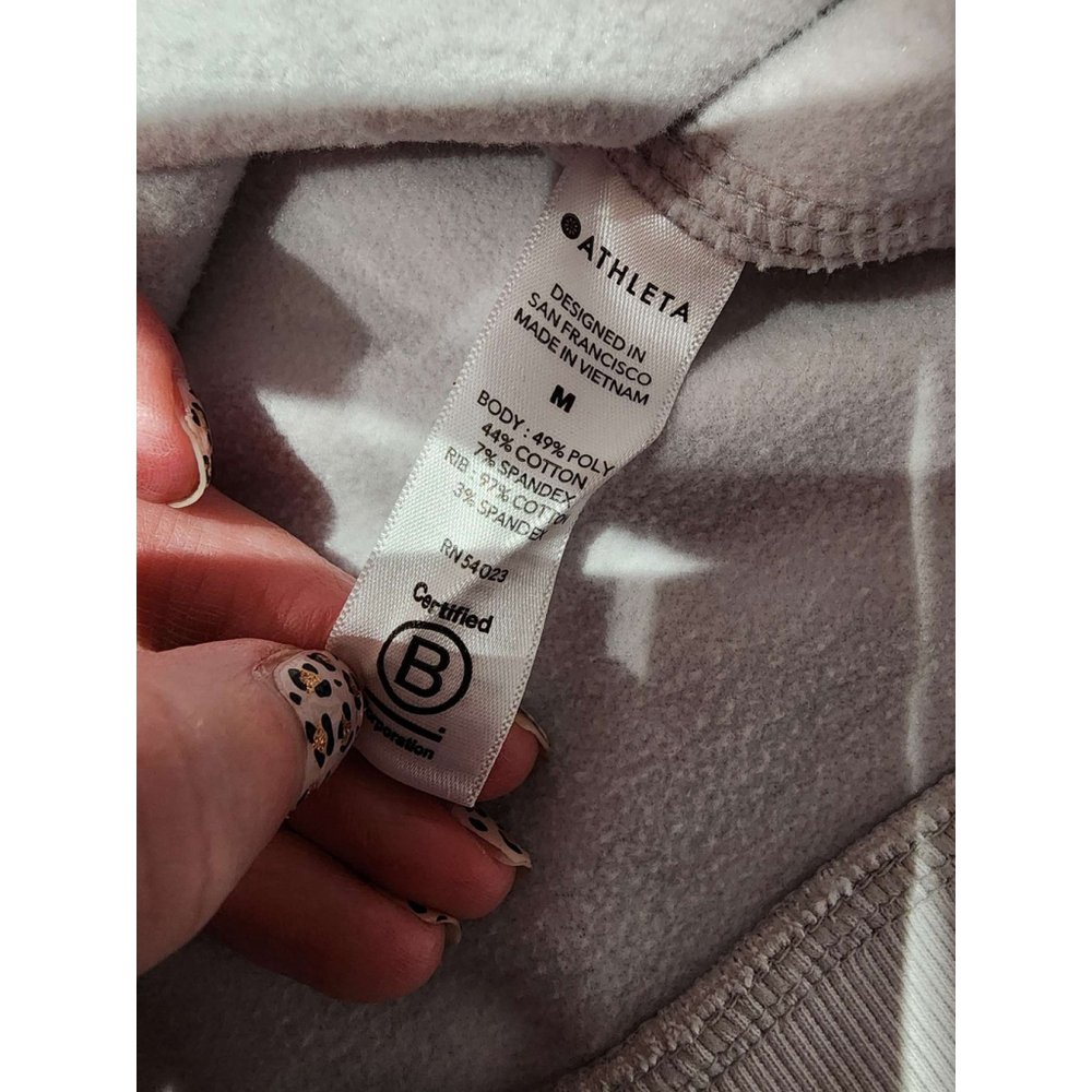 ATHLETA Camo Full Zip Hoodie Athletic Top Thumbholes Size M Gray White Used - Picture 7 of 10
